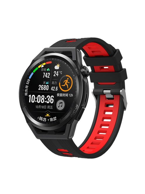 For Huawei Watch GT 3 (46mm) Dual Color 22mm Silicone Watch Strap Replacement Wrist Band - Black/Red