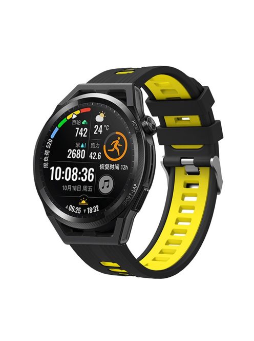 For Huawei Watch GT 3 (46mm) Dual Color 22mm Silicone Watch Strap Replacement Wrist Band - Black/Yellow