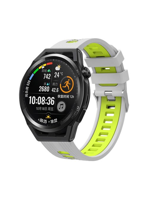 For Huawei Watch GT 3 (46mm) Dual Color 22mm Silicone Watch Strap Replacement Wrist Band - Grey/Green