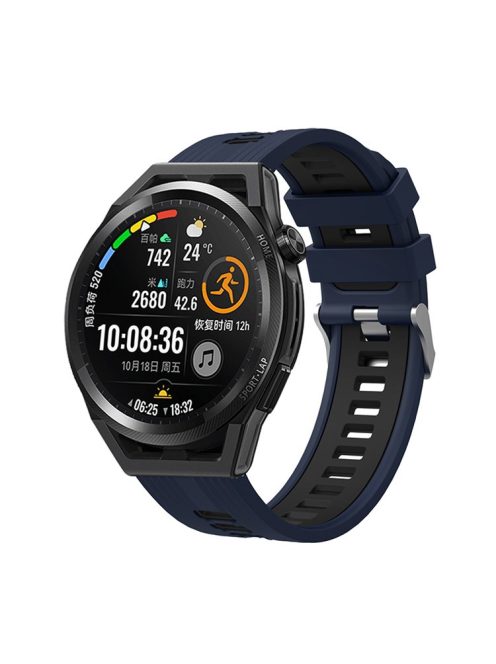 For Huawei Watch GT 3 (46mm) Dual Color 22mm Silicone Watch Strap Replacement Wrist Band - Midnight Blue/Black