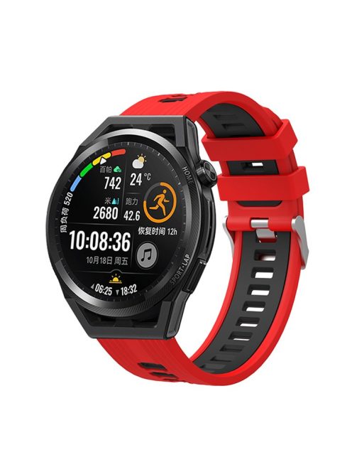 For Huawei Watch GT 3 (46mm) Dual Color 22mm Silicone Watch Strap Replacement Wrist Band - Red/Black