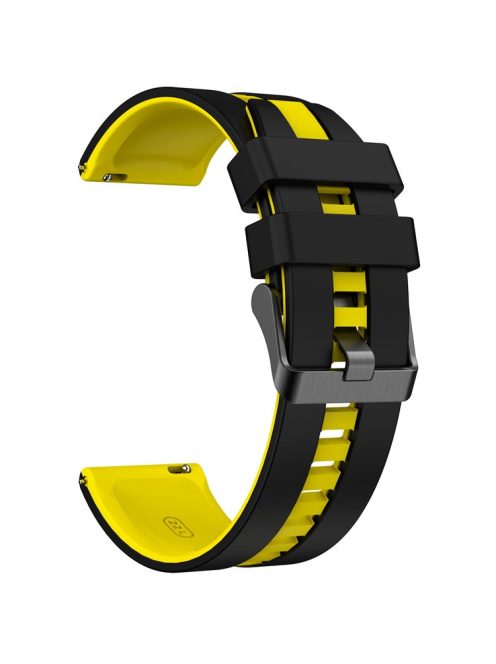 For Huawei Watch GT 3 42mm / GT 3 Pro 43mm Universal 20mm Smartwatch Strap Silicone Wrist Band - Black+Yellow