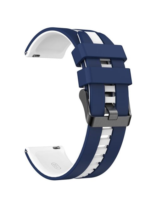 For Huawei Watch GT 3 42mm / GT 3 Pro 43mm Universal 20mm Smartwatch Strap Silicone Wrist Band - Dark Blue+White