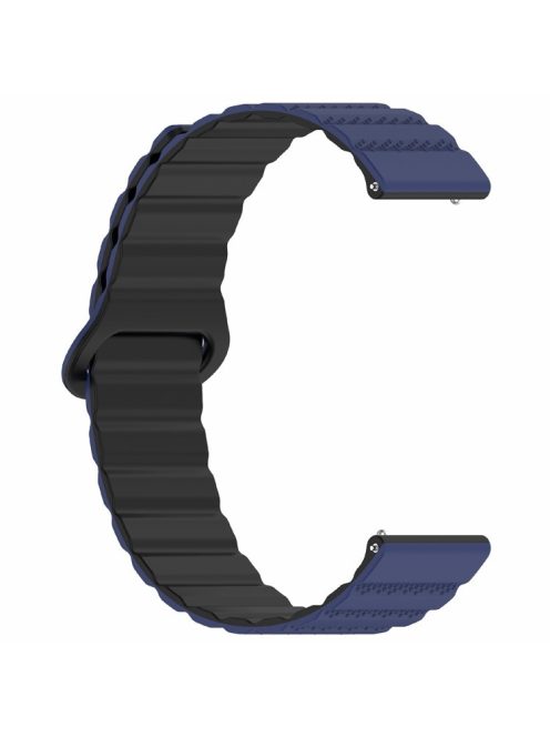 For Huawei Watch GT 3 42mm / GT 3 Pro 43mm Universal 20mm Watch Strap Dot Pattern Magnetic Silicone Band - Dark Blue+Black