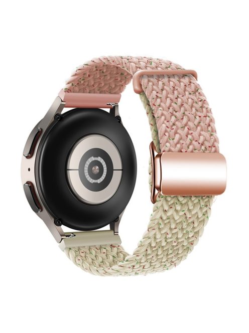 For Huawei Watch GT 3 42mm / GT 3 Pro 43mm Universal 20mm Watch Strap Magnetic Buckle Woven Wrist Band - Confetti Pink+Starlight / Rose Gold Buckle