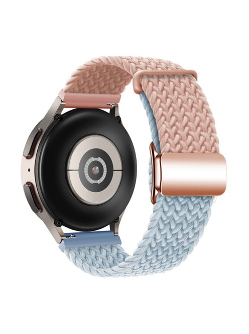 For Huawei Watch GT 3 42mm / GT 3 Pro 43mm Universal 20mm Watch Strap Magnetic Buckle Woven Wrist Band - Pink+Blue / Rose Gold Buckle