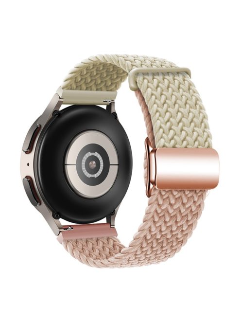 For Huawei Watch GT 3 42mm / GT 3 Pro 43mm Universal 20mm Watch Strap Magnetic Buckle Woven Wrist Band - Starlight+Milk Tea / Rose Gold Buckle