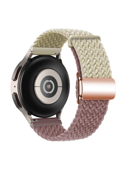 For Huawei Watch GT 3 42mm / GT 3 Pro 43mm Universal 20mm Watch Strap Magnetic Buckle Woven Wrist Band - Starlight+Smoky Purple / Rose Gold Buckle