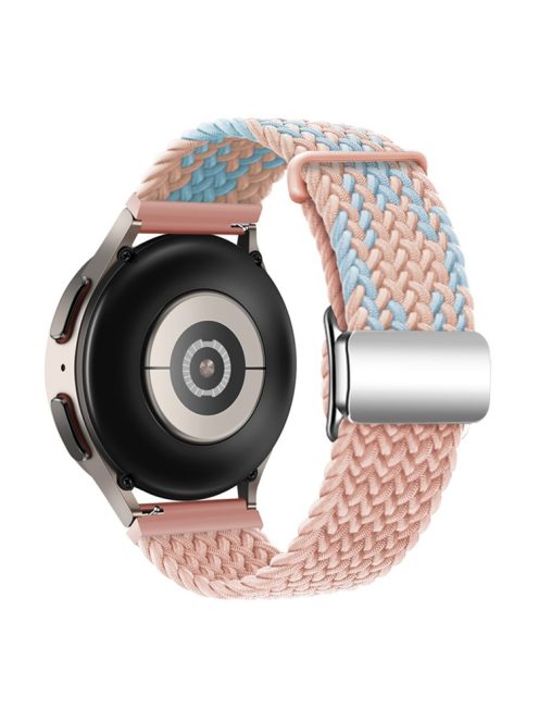 For Huawei Watch GT 3 42mm / GT 3 Pro 43mm Universal 20mm Woven Strap Magnetic Silver Buckle Watch Band - Blue+Pink+Pink