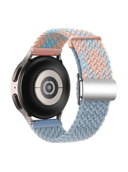 For Huawei Watch GT 3 42mm / GT 3 Pro 43mm Universal 20mm Woven Strap Magnetic Silver Buckle Watch Band - Blue+Pink+Rock Cyan