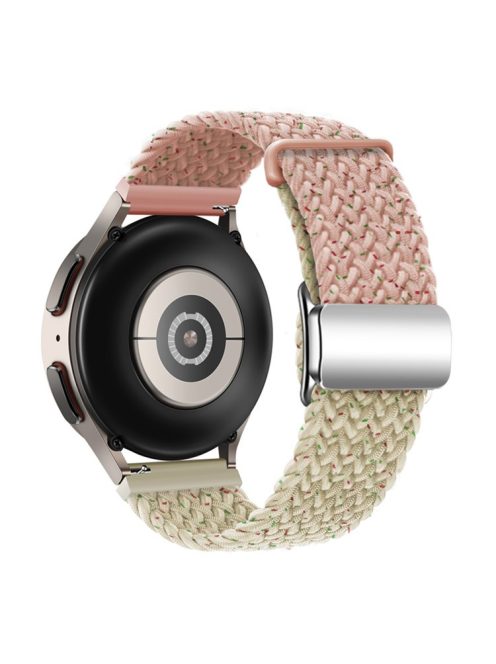 For Huawei Watch GT 3 42mm / GT 3 Pro 43mm Universal 20mm Woven Strap Magnetic Silver Buckle Watch Band - Confetti Pink+Starlight