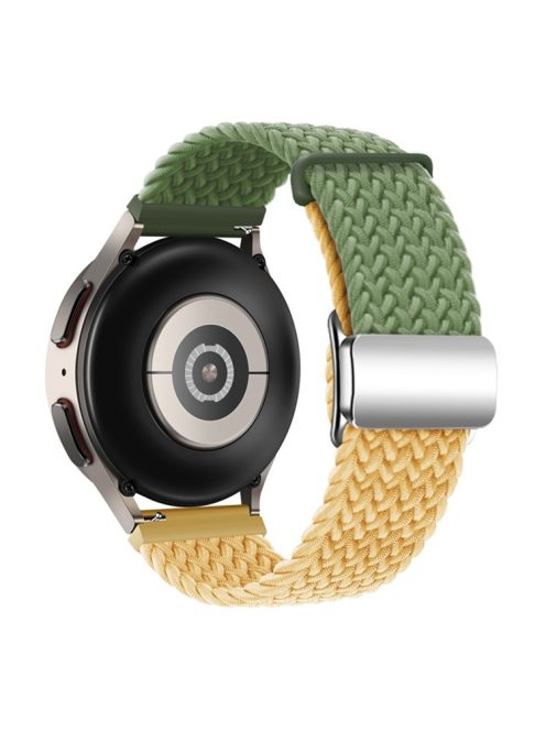 For Huawei Watch GT 3 42mm / GT 3 Pro 43mm Universal 20mm Woven Strap Magnetic Silver Buckle Watch Band - Green+Yellow