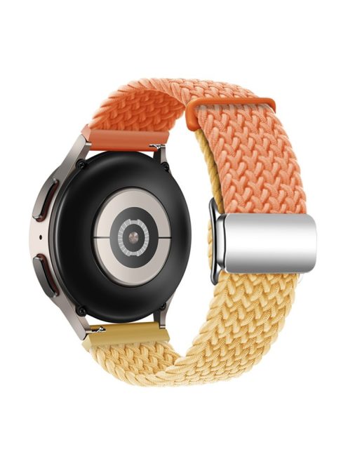 For Huawei Watch GT 3 42mm / GT 3 Pro 43mm Universal 20mm Woven Strap Magnetic Silver Buckle Watch Band - Orange+Yellow