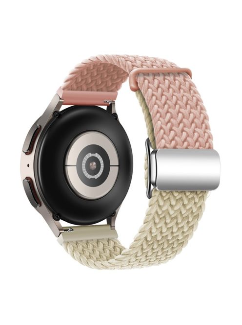 For Huawei Watch GT 3 42mm / GT 3 Pro 43mm Universal 20mm Woven Strap Magnetic Silver Buckle Watch Band - Pink+Starlight