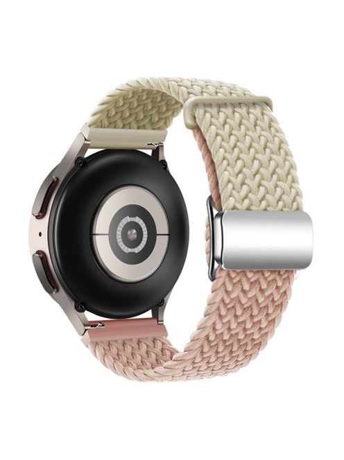 For Huawei Watch GT 3 42mm / GT 3 Pro 43mm Universal 20mm Woven Strap Magnetic Silver Buckle Watch Band - Starlight+Milk Tea