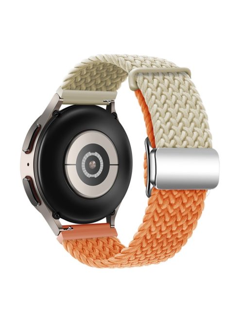 For Huawei Watch GT 3 42mm / GT 3 Pro 43mm Universal 20mm Woven Strap Magnetic Silver Buckle Watch Band - Starlight+Orange