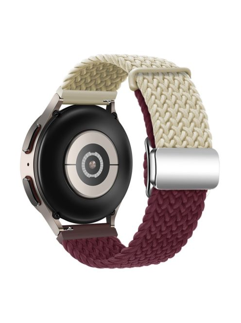 For Huawei Watch GT 3 42mm / GT 3 Pro 43mm Universal 20mm Woven Strap Magnetic Silver Buckle Watch Band - Starlight+Wine Red