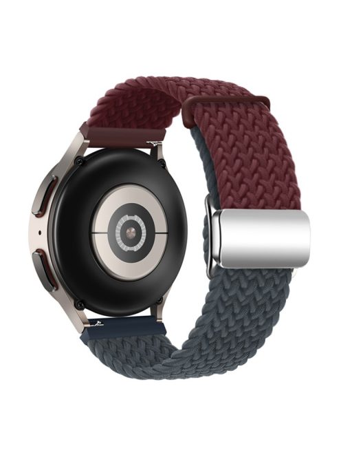 For Huawei Watch GT 3 42mm / GT 3 Pro 43mm Universal 20mm Woven Strap Magnetic Silver Buckle Watch Band - Wine Red+Dark Blue