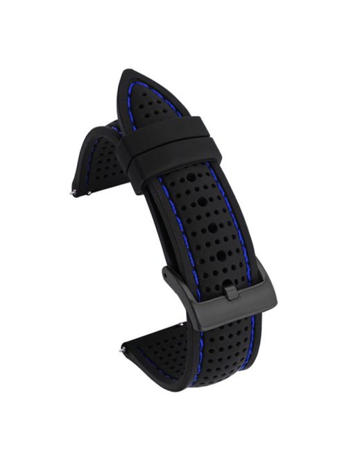 For Huawei Watch GT 3 42mm / GT 3 Pro 43mm Watch Band 20mm Silicone Wrist Strap - Black Buckle / Black+Blue Thread