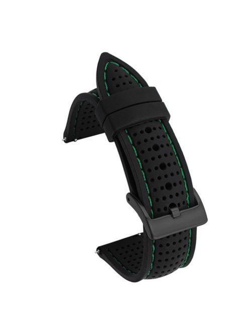 For Huawei Watch GT 3 42mm / GT 3 Pro 43mm Watch Band 20mm Silicone Wrist Strap - Black Buckle / Black+Green Thread