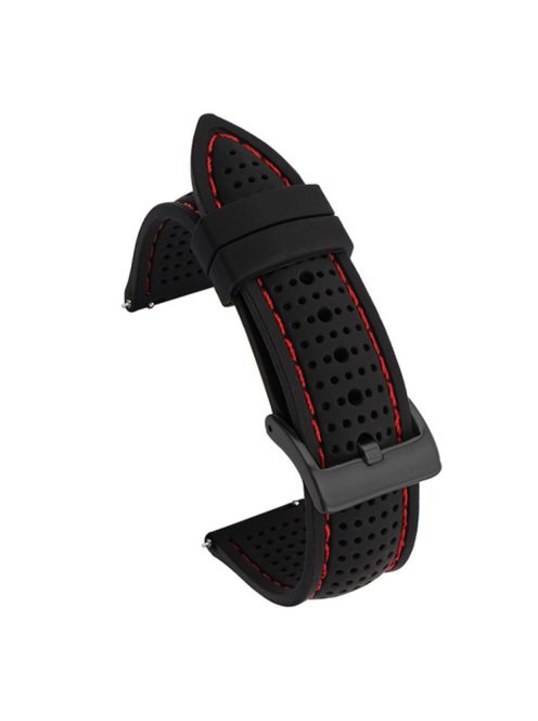 For Huawei Watch GT 3 42mm / GT 3 Pro 43mm Watch Band 20mm Silicone Wrist Strap - Black Buckle / Black+Red Thread