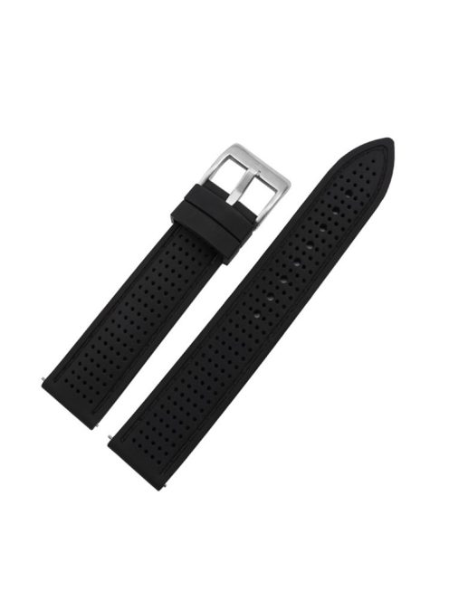 For Huawei Watch GT 3 42mm / GT 3 Pro 43mm Watch Band 20mm Silicone Wrist Strap - Silver Buckle / Black+Black Thread