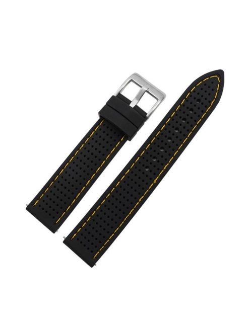 For Huawei Watch GT 3 42mm / GT 3 Pro 43mm Watch Band 20mm Silicone Wrist Strap - Silver Buckle / Black+Orange Thread