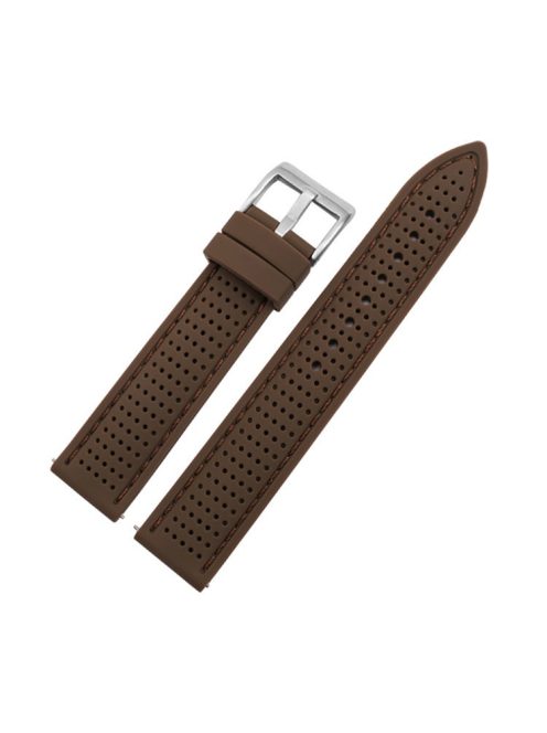 For Huawei Watch GT 3 42mm / GT 3 Pro 43mm Watch Band 20mm Silicone Wrist Strap - Silver Buckle / Brown+Brown Thread