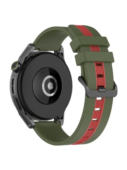 For Huawei Watch GT 3 42mm / Watch GT Silicone Watch Band Width 20mm Dual Color Soft Strap - Army Green / Red