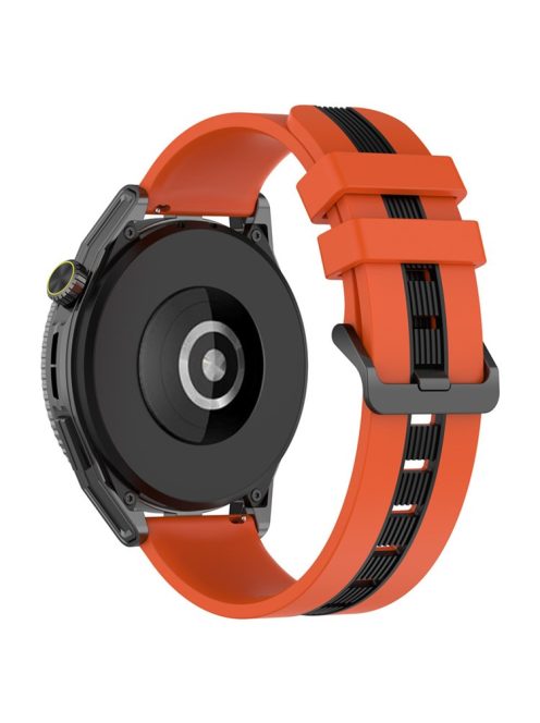 For Huawei Watch GT 3 42mm / Watch GT Silicone Watch Band Width 20mm Dual Color Soft Strap - Orange / Black