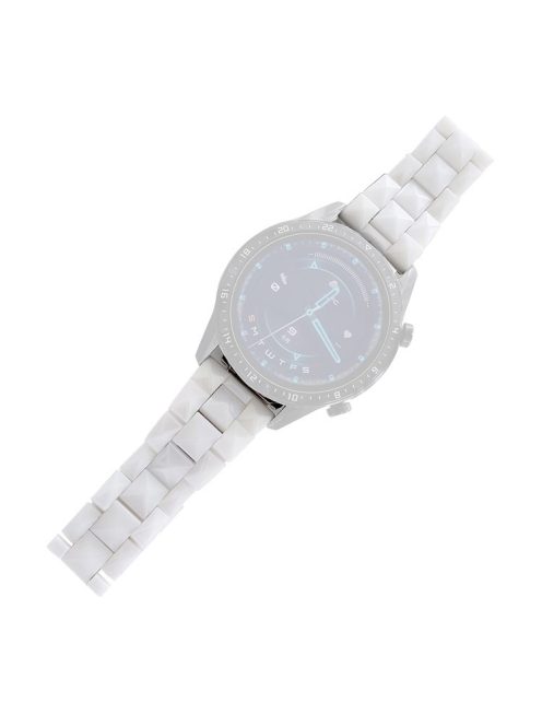 For Huawei Watch GT 3 42mm/Samsung Galaxy Watch4/Watch4 Classic 46mm/42mm Rhombus Grid Design Ceramic Watch Strap Wrist Band 20mm - White