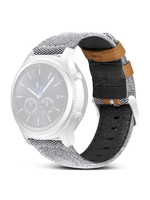 For Huawei Watch GT 3 Pro 43mm / 46mm / Watch GT 2 Pro 22mm Watch Strap Canvas Coated Genuine Leather Adjustable Wrist Band Replacement - White