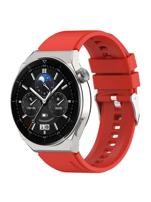 For Huawei Watch GT 3 Pro 46mm/GT 2 46mm Pro/GT 2 46mm Silicone Watch Band 22mm Adjustable Wrist Strap with Silver Pin Buckle - Red