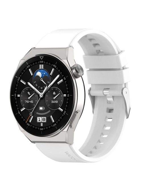 For Huawei Watch GT 3 Pro 46mm/GT 2 46mm Pro/GT 2 46mm Silicone Watch Band 22mm Adjustable Wrist Strap with Silver Pin Buckle - White