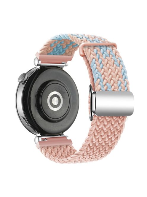 For Huawei Watch GT 4 41mm Universal 18mm Watch Strap Woven Wrist Band with Silver Magnetic Buckle - Blue+Pink+Pink