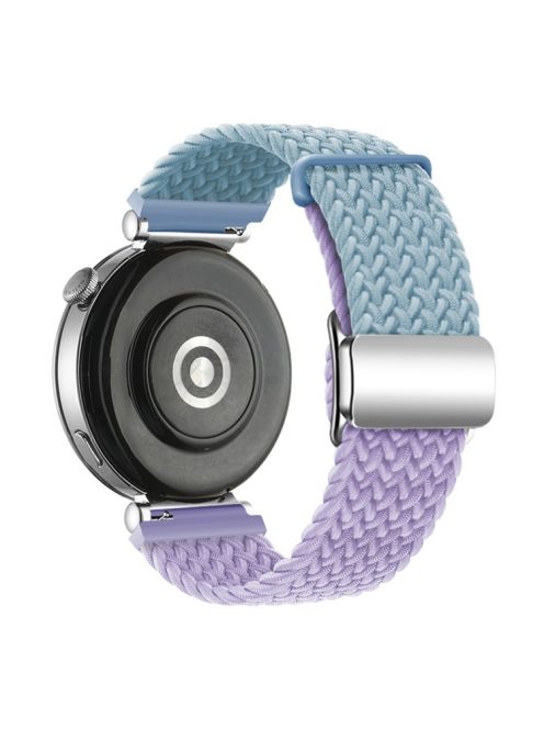 For Huawei Watch GT 4 41mm Universal 18mm Watch Strap Woven Wrist Band with Silver Magnetic Buckle - Blue+Purple