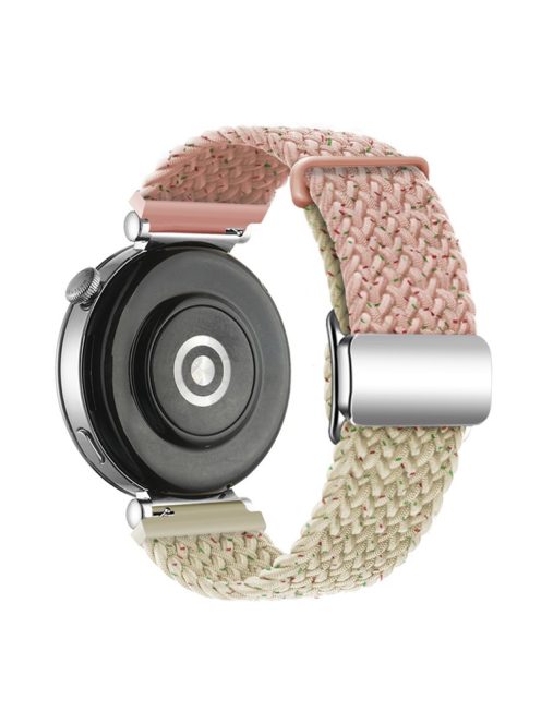 For Huawei Watch GT 4 41mm Universal 18mm Watch Strap Woven Wrist Band with Silver Magnetic Buckle - Confetti Pink+Starlight