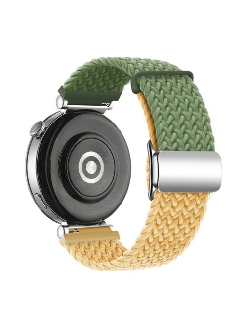 For Huawei Watch GT 4 41mm Universal 18mm Watch Strap Woven Wrist Band with Silver Magnetic Buckle - Green+Yellow