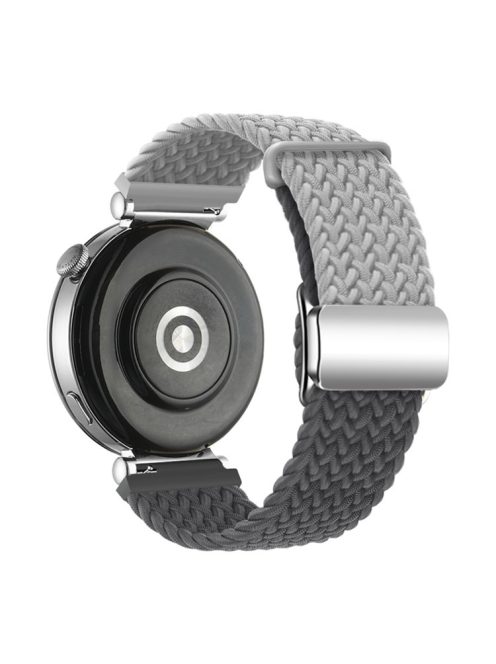 For Huawei Watch GT 4 41mm Universal 18mm Watch Strap Woven Wrist Band with Silver Magnetic Buckle - Light Grey+Space Grey