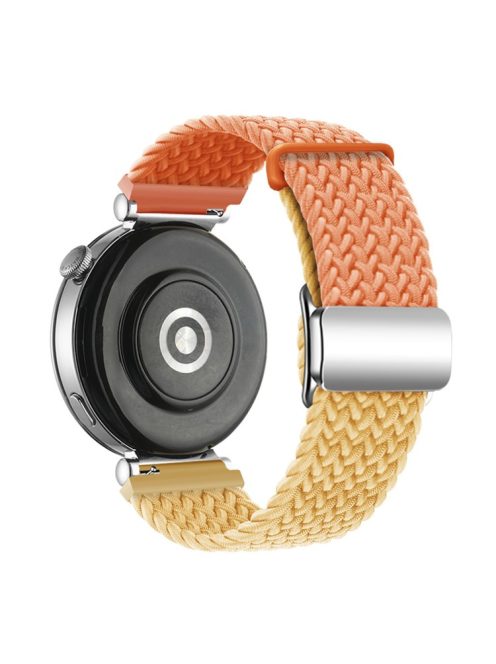 For Huawei Watch GT 4 41mm Universal 18mm Watch Strap Woven Wrist Band with Silver Magnetic Buckle - Orange+Yellow