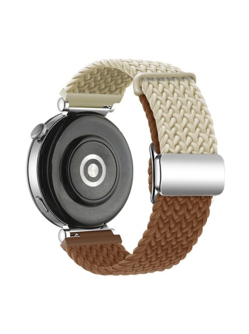 For Huawei Watch GT 4 41mm Universal 18mm Watch Strap Woven Wrist Band with Silver Magnetic Buckle - Starlight+Brown