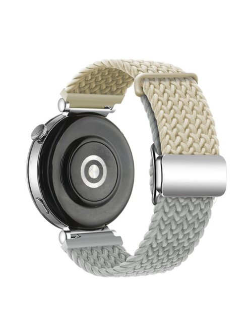 For Huawei Watch GT 4 41mm Universal 18mm Watch Strap Woven Wrist Band with Silver Magnetic Buckle - Starlight+Light Grey