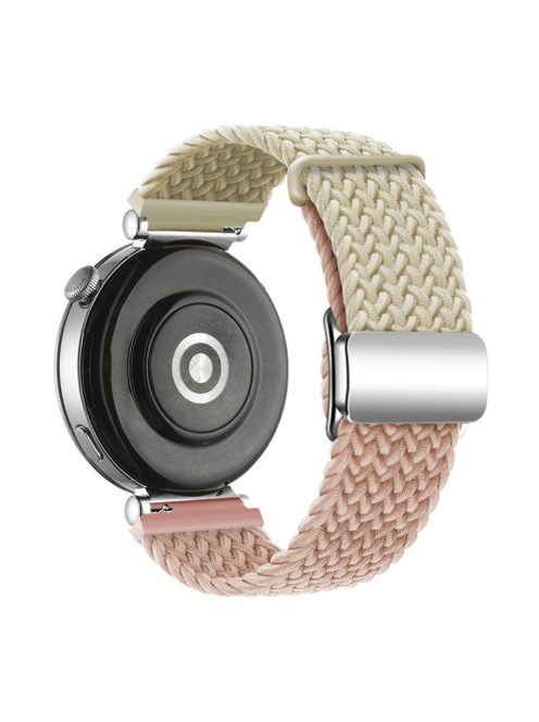 For Huawei Watch GT 4 41mm Universal 18mm Watch Strap Woven Wrist Band with Silver Magnetic Buckle - Starlight+Milk Tea