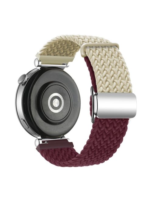 For Huawei Watch GT 4 41mm Universal 18mm Watch Strap Woven Wrist Band with Silver Magnetic Buckle - Starlight+Wine Red