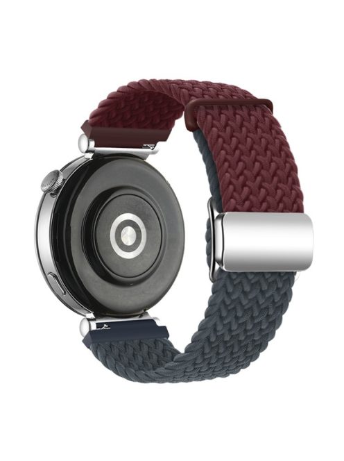 For Huawei Watch GT 4 41mm Universal 18mm Watch Strap Woven Wrist Band with Silver Magnetic Buckle - Wine Red+Dark Blue