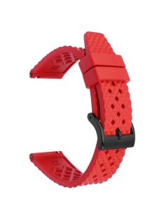   For Huawei Watch GT 4 46mm / 4 Pro Strap 22mm Fluorubber Watch Band - Red+Black Buckle