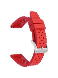   For Huawei Watch GT 4 46mm / 4 Pro Strap 22mm Fluorubber Watch Band - Red+Silver Buckle