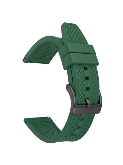 For Huawei Watch GT 4 46mm / GT 4 Pro 22mm Replacement Band Fluorubber Watch Strap - Dark Green+Black Buckle