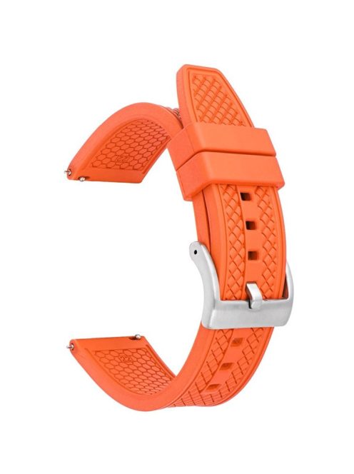 For Huawei Watch GT 4 46mm / GT 4 Pro 22mm Replacement Band Fluorubber Watch Strap - Orange+Silver Buckle