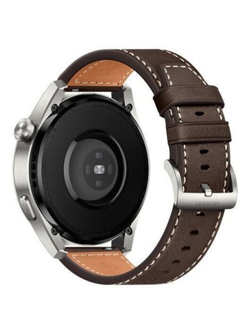 For Huawei Watch GT 4 46mm / Watch 4 / Watch 4 Pro Strap 22mm Genuine Cow Leather Stitching Lines Watch Band - Dark Brown